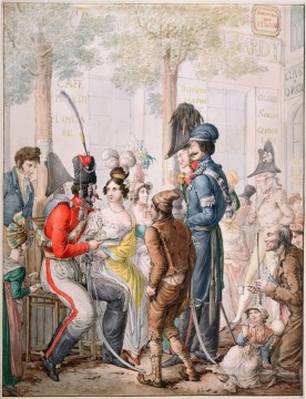 Georg Emanuel Opiz Painting - Cosaques a Paris pendant occupation des troupes alliees en 1814 Georg Emanuel Opiz caricature